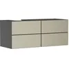 Image de Hansgrohe Xevolos E Meuble sous-lavabo, 4 tiroirs, 1 découpe à Gauche, 1370x550x555mm, pour Console avec Vasque à Poser à Gauche, 54238390, Couleur: Corps Gris Ardoise Mat, façade Bronze structuré