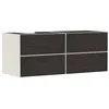 Image de Hansgrohe Xevolos E Meuble sous-lavabo, 4 tiroirs, 1 découpe à Gauche, 1370x550x555mm, pour Console avec Vasque à Poser à Gauche, 54237730, Couleur: Corps Beige Sable Mat, façade chêne foncé