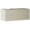 Image de Hansgrohe Xevolos E Meuble sous-lavabo, 4 tiroirs, 1 découpe à Gauche, 1370x550x555mm, pour Console avec Vasque à Poser à Gauche, 54237390, Couleur: Corps Beige Sable Mat, façade Bronze structuré