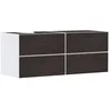 Image de Hansgrohe Xevolos E Meuble sous-lavabo, 4 tiroirs, 1 découpe à Gauche, 1370x550x555mm, pour Console avec Vasque à Poser à Gauche, 54236730, Couleur: Corps Blanc Mat, façade chêne foncé