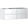 Image de Hansgrohe Xevolos E Meuble sous-lavabo, 4 tiroirs, 1 découpe à Gauche, 1370x550x555mm, pour Console avec Vasque à Poser à Gauche, 54236320, Couleur: Corps Blanc Mat, façade Blanc métallisé