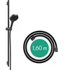 Image de hansgrohe Rainfinity - Set de douche, Ensemble de douche avec douchette, barre de douche 90cm, flexible de douche textile Designflex 160cm et support, Pommeau de douche avec 3 types de jet, Noir mat