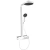 Image de hansgrohe Rainfinity - Colonne de douche économie d'eau (EcoSmart) avec mitigeur thermostatique, douche pluie 250 mm, douchette, support, flexible, barre et douche de tête ronde, Blanc mat, 28742700