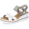 Image de Rieker Femme Sandales 67476, Dame Sandales Fines,Chaussure d'été,Sandale d'été,Confortable,Plate,Vert (grün Kombi / 81),37 EU / 4 UK