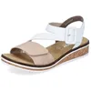 Image de Rieker Femme Sandales V3660, Dame Sandales Fines,Chaussure d'été,Sandale d'été,Confortable,Plate,Beige (Beige Kombi / 60),40 EU / 6.5 UK