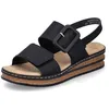 Image de Rieker Femme Sandales 62950, Dame Sandales Fines,Chaussure d'été,Sandale d'été,Confortable,Plate,Noir (Schwarz / 00),37 EU / 4 UK