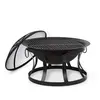 Image de blumfeldt Brasero - Brasero extérieur terrasse, Pare-étincelles Amovibles, FireView Concept, Acier thermolaqué, tisonnier et Grille Inclus, Grille : Ø 60 cm, Ø 73 cm - Stil: Pentos, Noir