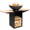Image de Blumfeldt Brasero Plancha Portable Exterieur pour Le Jardin avec Grille de BBQ et Bol en Acier, Brasero Barbecue avec Foyer pour Le Camping, Brûleur à Bois, Ultra Solide, 122 x 91 x 60 cm