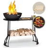 Image de Blumfeldt Brasero Exterieur pour Le Jardin et Terrasse, Brasero Portable, Couverture Pluie, Bol en Acier, Brasero BBQ Ovale avec Foyer Camping, Brûleur à Bois, Résistant Intempéries, Tisonnier