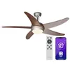 Image de KLARSTEIN Bolero Ventilateur Plafond avec Lumière   132cm, Silencieux, 6 Vitesses, Modes Été & Hiver, Télécommande & App, Design Moderne, Montage Flexible, Noyer
