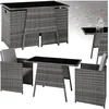 Image de tectake® Ensemble Salon de Jardin encastrable en Poly Rotin 2 Personnes Ensemble Fauteuil Salon et Table de Jardin, Coussins Inclus, Mobilier de Jardin pour Amenagement Balcon Terrasse