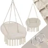 Image de tectake 800708 Fauteuil Suspendu Relax Design de Jardin en Coton, 1 Place, Intérieur et extérieur, Coussins Confortables Inclus - Couleur au Choix - (Beige | no. 403205)