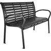 Image de tectake® Banc de Jardin Solide en Bois Naturel laqué et Acier, Banquette de Jardin Banc Noir Résistant aux intempéries, Mobilier pour Amenagement Balcon Terrasse Veranda Pergola