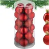 Image de tectake® Boules de noël Rouges, 24 pièces, 3 Design, Boule de Noel env. Ø4 cm, Surface Mate, Brillante ou pailletée, Boules Rouges et Ficelles dorées, Décoration Noël Sapin, Déco Sapin de Noel