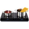 Image de MEDION Plaque de cuisson double à induction (3500 Watt, Deux plaques de cuisson electrique, 2 feux, 10 niveaux de température, portable, écran LED, MD15324) noir