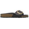 Image de Birkenstock pour femme. 1022650 Sandales en Cuir Madrid Big Buckle (Coupe Étroite) noir (38), Plat, Aucun, Casuel