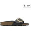 Image de Birkenstock pour femme. 1022650 Sandales en Cuir Madrid Big Buckle (Coupe Étroite) noir (41), Plat, Aucun, Casuel