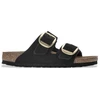 Image de Birkenstock pour femme. 1023290 Sandales en Cuir Arizona Big Buckle Lenb (Coupe Étroite) noir (37), Plat, Aucun, Casuel