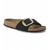 Image de Birkenstock pour femme. 1023373 Sandales en cuir Madrid Big Buckle (Coupe Étroite) noir (40), Plat, Aucun, Casuel