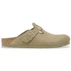 Image de Birkenstock pour femme. 1025844 Sabots en Cuir Boston (Coupe Étroite) marron clair (42), Plat, Aucun, Casuel