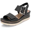 Image de Remonte Damen Riemchensandalen D2L53, Frauen Sandalen,Sandaletten,Sommersandalen,Bequem,Flach,Sommerschuhe,Freizeitschuhe,Schwarz (00),40 EU