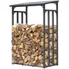 Image de QUICK STAR Étagère en métal pour Bois de cheminée Anthracite 130 x 70 x 185 cm espace pour 1,6 m3