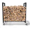 Image de QUICK STAR Étagère à bois de cheminée 90 x 25 x 90 cm avec roulettes galvanisées pour intérieur et extérieur, mobile, en métal, aide à l'empilage