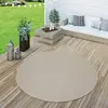 Image de Paco Home Intérieur & Extérieur Tissage À Plat Tapis Terrasses Tapis Look Naturel en Beige, Dimension:160 cm Rond