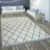 Image de Paco Home Tapis Intérieur & Extérieur Tissage À Plat Géométrique Rayures Motif Losanges en Blanc, Dimension:80x150 cm