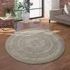 Image de Paco Home Tapis Intérieur Et Extérieur Rond Tissé À Plat avec Style Sisal Design Scandinave Beige Crème, Dimension:120 cm Rond