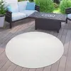 Image de Paco Home Tapis Intérieur Et Extérieur Balcon Terrasse Tapis Cuisine Monochrome Moucheté, Dimension:80 cm Rond, Couleur:Ivoire