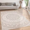 Image de Paco Home Tapis Exterieur Terrasse Salon Cuisine Motif Oriental Marocain Moderne Ethnique Mandala, Dimension:200x280 cm, Couleur:Sable