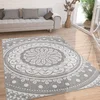 Image de Paco Home Tapis Exterieur Terrasse Salon Cuisine Motif Oriental Marocain Moderne Ethnique Mandala, Dimension:200x280 cm, Couleur:Gris