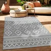 Image de Paco Home Tapis Intérieur & Extérieur Balcon Terrasse Cuisine Motif Ethnique Boho Moderne, Dimension:80 cm Rond, Couleur:Gris 2
