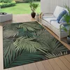 Image de Paco Home Tapis Exterieur Terrasse Salon Cuisine Motif Palmiers Jungle Motif Fleuri Motif Boho Vert, Dimension:120x170 cm, Couleur:Noir