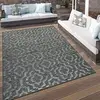 Image de Paco Home Tapis Intérieur & Extérieur Terrasses Motif Ethnique Bordure Résistant Aux Intempéries Moderne Gris, Dimension:200 cm Rond
