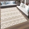 Image de Paco Home Tapis Exterieur Terrasse Salon Cuisine Motif Boho Uni 3D Motif Scandinave Moderne Beige Crème, Dimension:60x100 cm