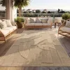 Image de Paco Home Tapis D'Extérieur Résistant Aux Intempéries Balcon Salon Boho Design Abstrait Motif Géométrique Unicolore Effet 3D Beige, Dimension:120x160 cm