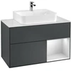 Image de V&B Meuble sous lavabo Éclairage mural Finion 100, blanc mat, laqué rouge mat, MDF blanc mat laqué