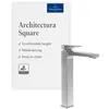 Image de Mitigeur pour lavabo surélevé Villeroy & Boch Architectura Square, robinet de salle de bains avec bonde à poussoir, robinet de lavabo à économie d'eau, hauteur de bec 258 mm, rectangulaire, chromé