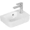 Image de V&B O.NOVO Compact lavabo à main 36x25 cm, carré, cuve à gauche, avec robinetterie, avec trop-plein, blanc