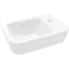 Image de V&B O.NOVO Compact lavabo à main 36x25 cm, angle, cuvette gauche, avec trou robinet, sans trop-plein, blanc