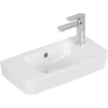 Image de V&B O.NOVO Compact lavabo à main 50x25 cm, évacuation droite, robinetterie gauche, trop-plein, blanc