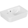Image de V&B O.NOVO Compact Lavabo à main 36x25cm, carré, cuvette droite, avec trou robinet, avec trop-plein, blanc