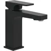 Image de Villeroy & Boch Architectura Square Robinet de lavabo avec tirette et cartouche en céramique, mitigeur de lavabo, économiseur d'eau, hauteur du bec 161 mm, carré, noir mat