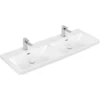 Image de V&B Meuble double vasque Subway 3.0 130x47cm, angle, 1 robinet par vasque, blanc C+