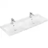 Image de V&B Meuble double vasque Subway 3.0 130x47 cm, chêne, 1 robinetterie HL/m. à gauche, blanc brillant C+