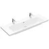 Image de Villeroy & Boch Subway 3.0 Cabinet lavabo, 1300 x 470 mm, 2 Trous pour Robinet, avec trop-Plein, Non enterré, 4A70D4, Coloris: Blanc Pierre, Céramique Plus