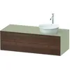 Image de Duravit White Tulip, Meuble-lavabo Suspendu, Largeur 1300 x Profondeur 550mm, avec 2 tiroirs, avec Technologie Tip-on, WT4987R, Couleur: Corps : Taupe Haute Brillance, façade : Noyer américain Massif
