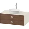 Image de Duravit White Tulip, Meuble sous-lavabo Suspendu, Largeur 1000 x Profondeur 550mm, avec 2 tiroirs, avec poignée, WT4991077H4, Couleur: Corps : Blanc Nordique Brillant, façade : Noyer américain Massif